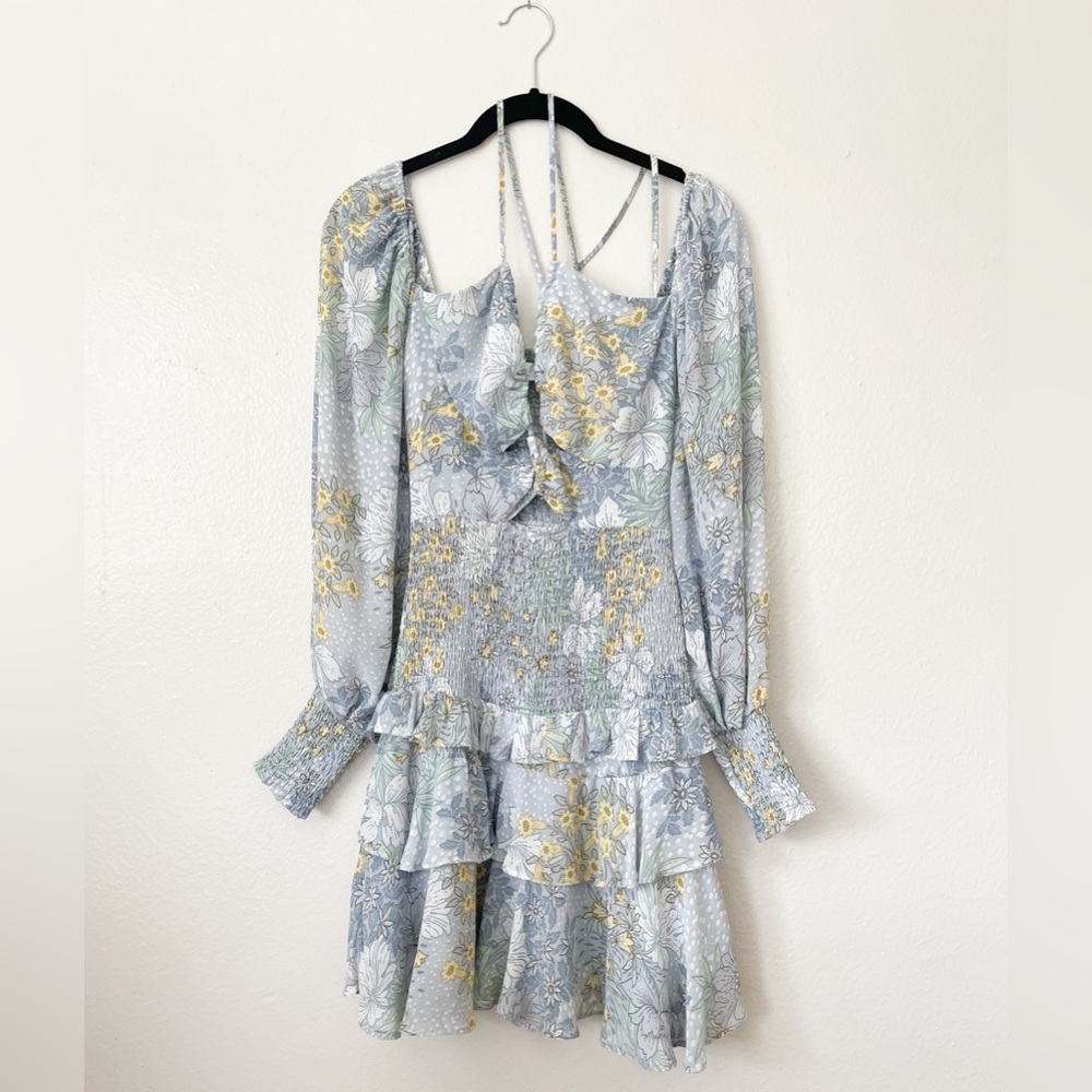 ASTR the Label Marietta Floral Print Smocked Tiered Ruffle Mini Dress - Picture 2 of 7